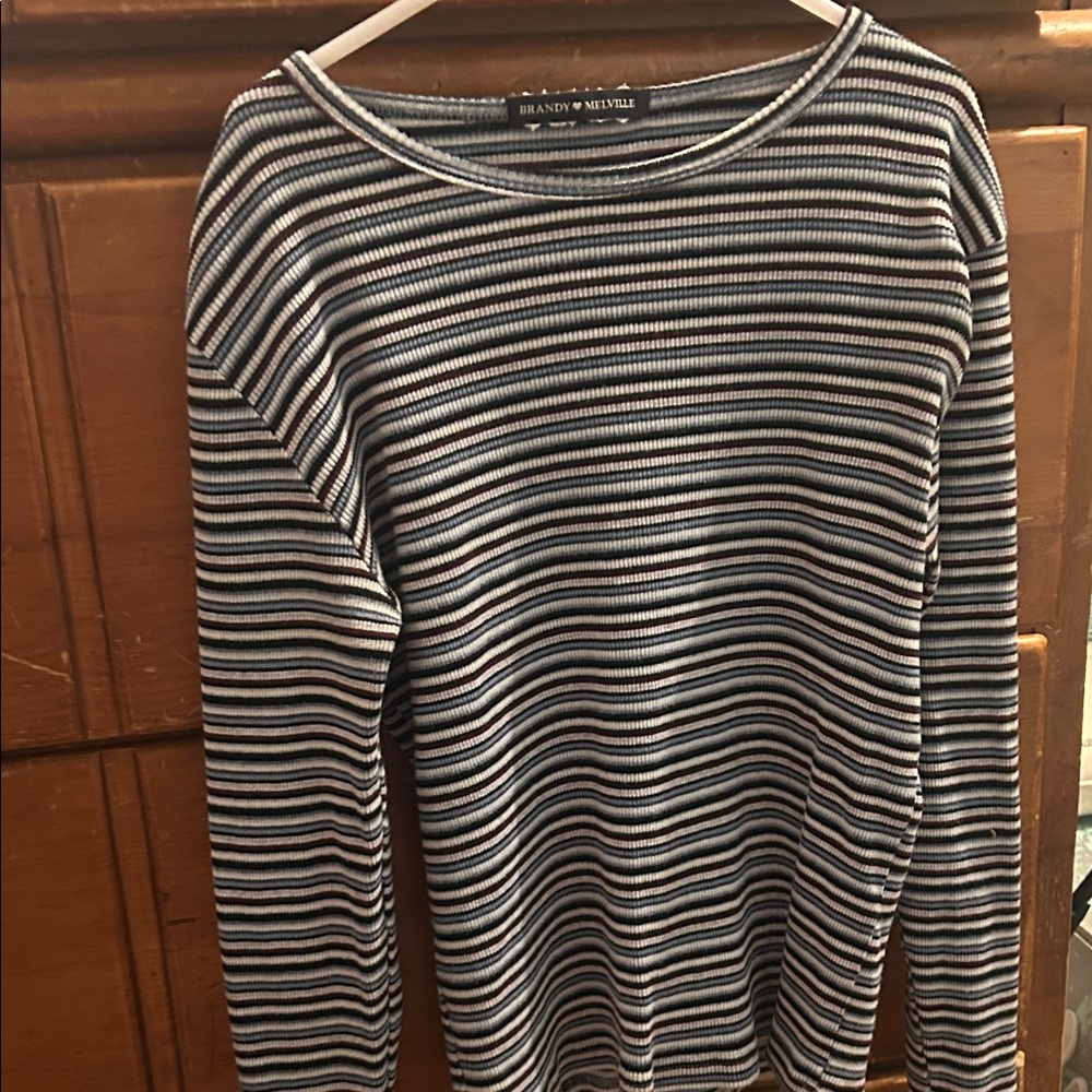 Brandy Melville Black and White Striped Sweater